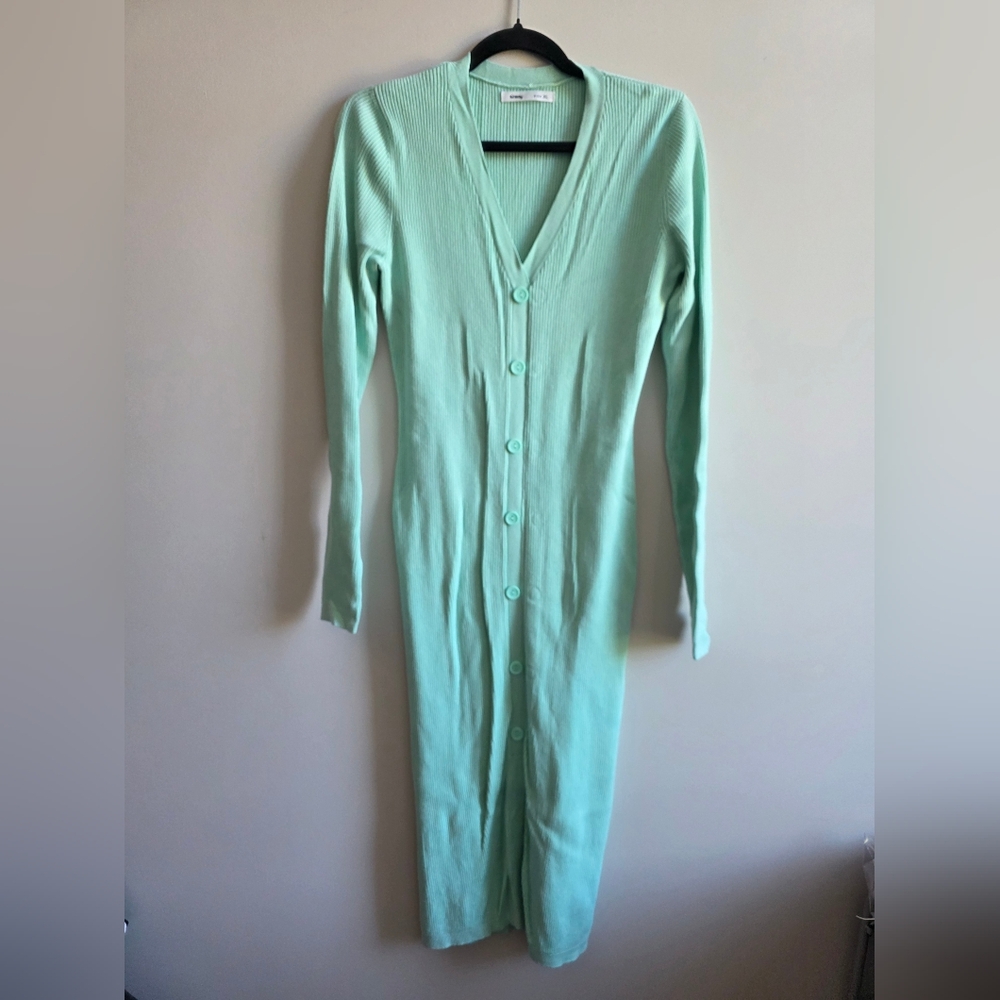 Sinsay - Women's Mint Green Button Down Sweater Dress - Size XL